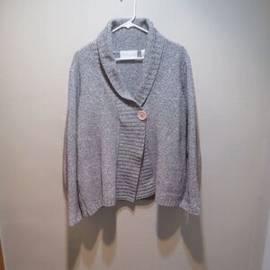 Vintage First Issue Liz Claiborne Gray Knit Cardigan Size XL